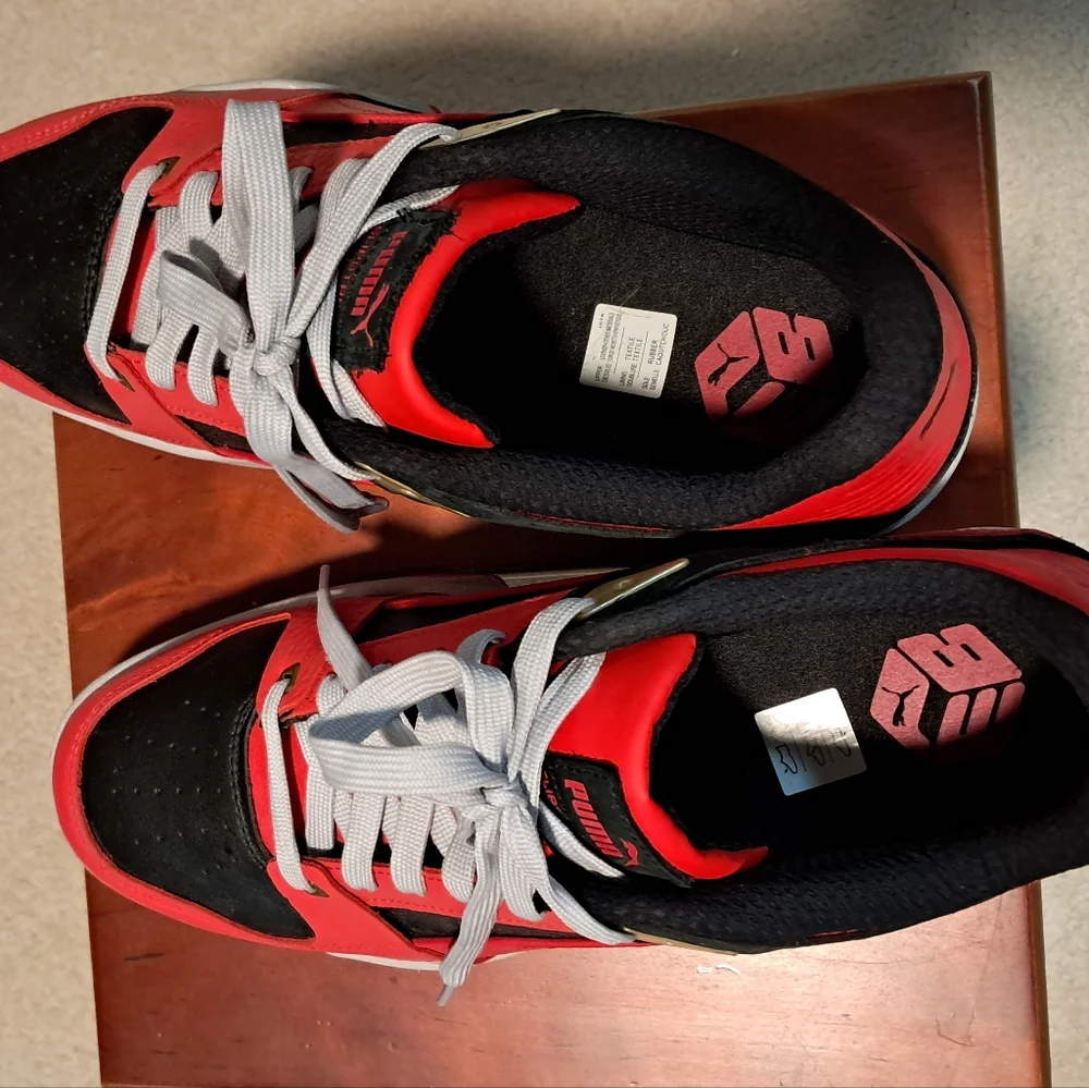 Puma Men's Bold Red and Black Sneakers Size 12 - Picture 6 of 7